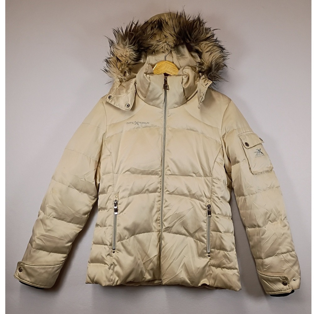 Wintercore ZeroXposur Womens Size M Champagne Faux Fur Hood Down Puffer Jacket